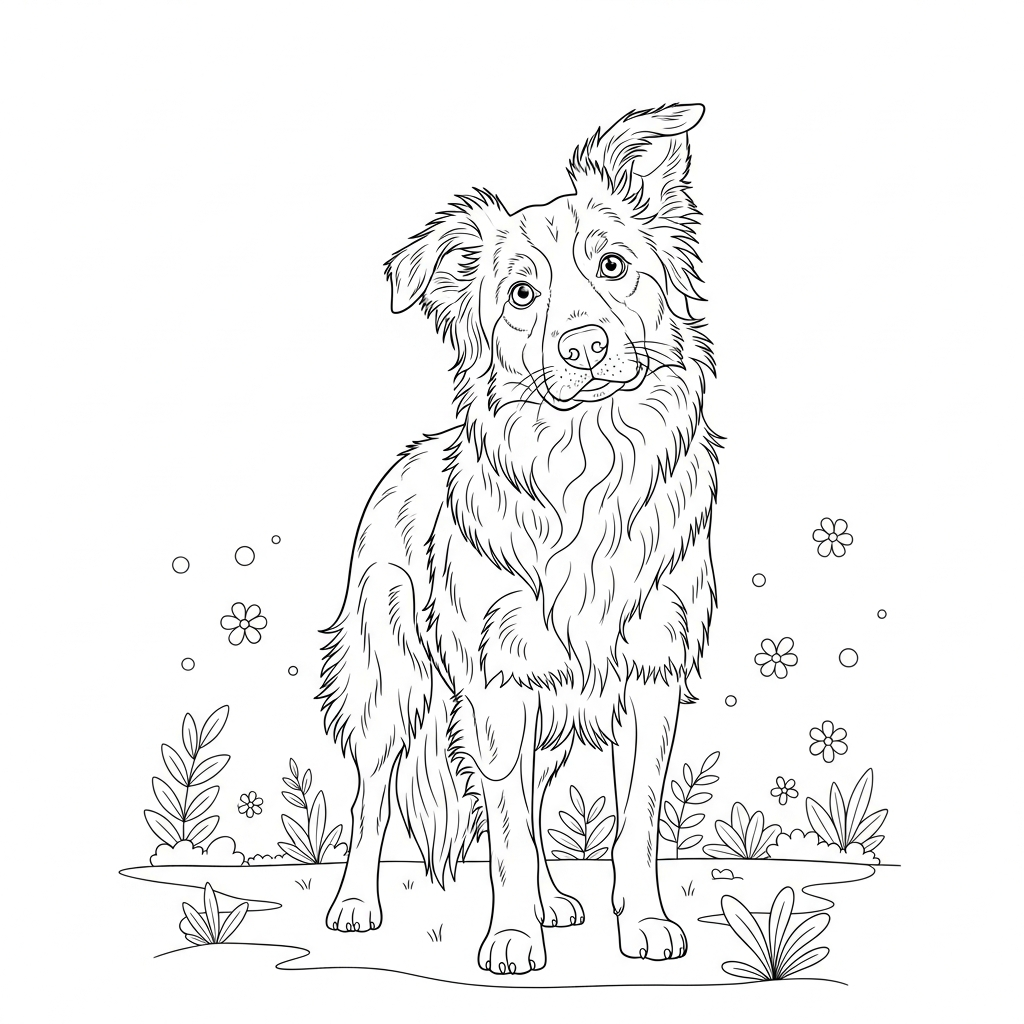 line drawing border collie