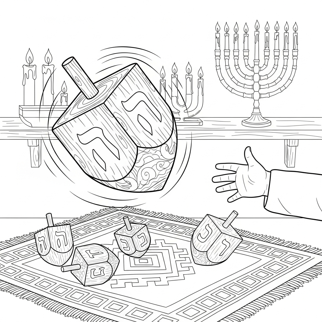 Spinning Hanukkah Dreidel - Coloring.app