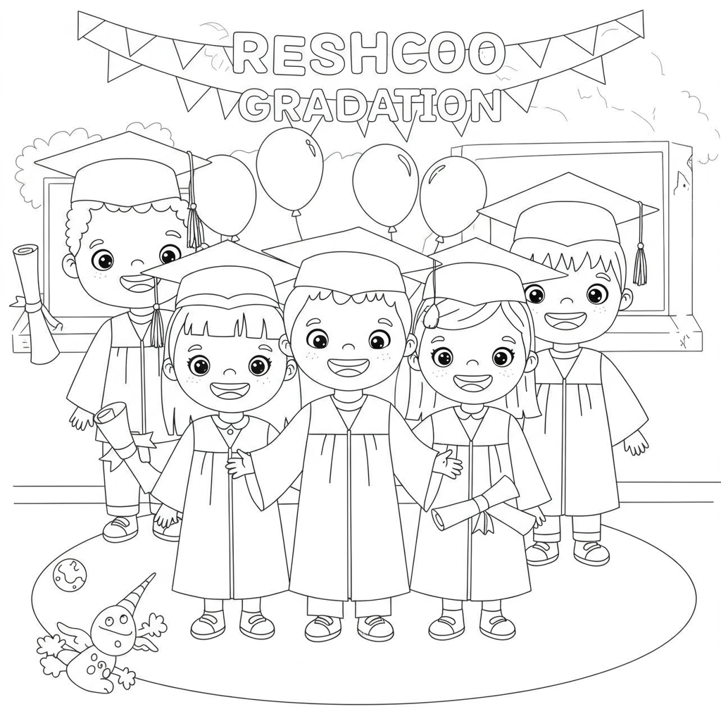 Preschool Graduation Joy - Coloring.app, image size:1024x1024