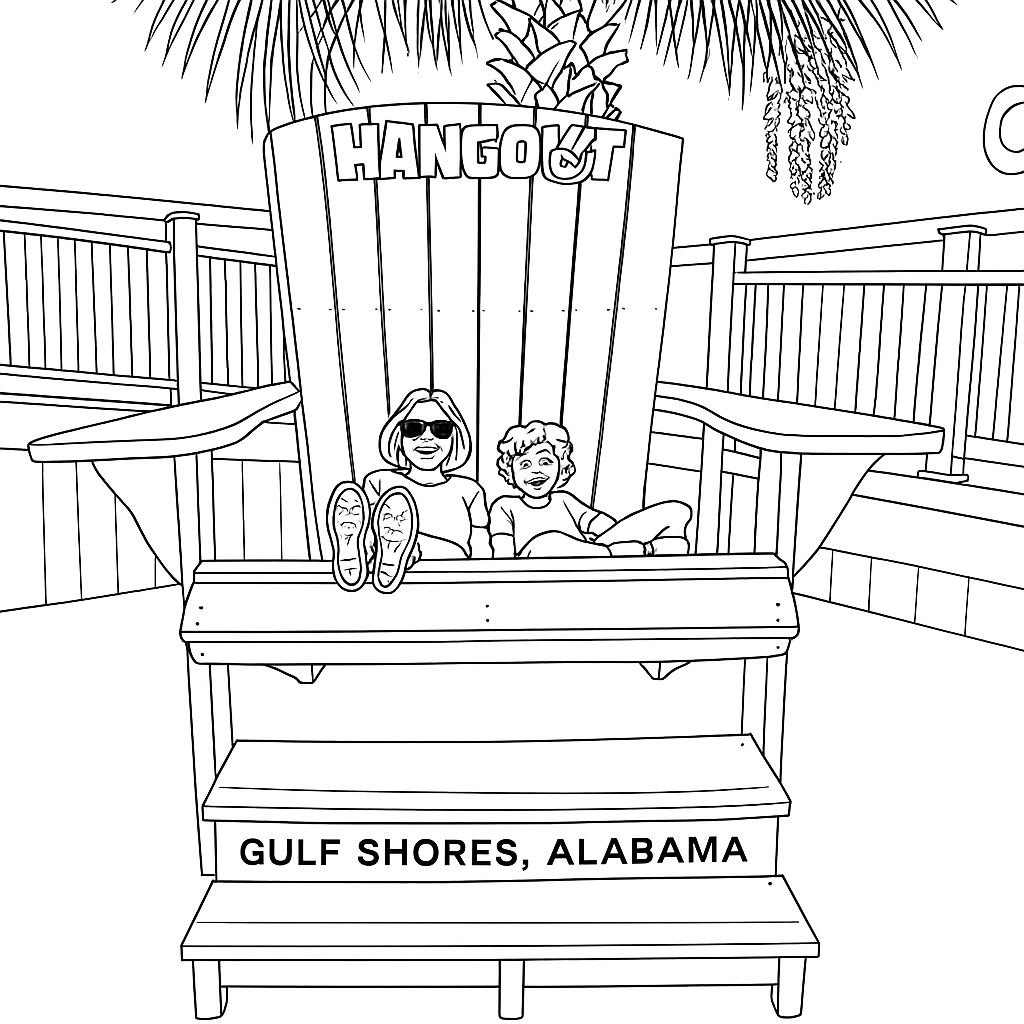 Giant Beach Chair Fun - Coloring.app, image size:1024x1024