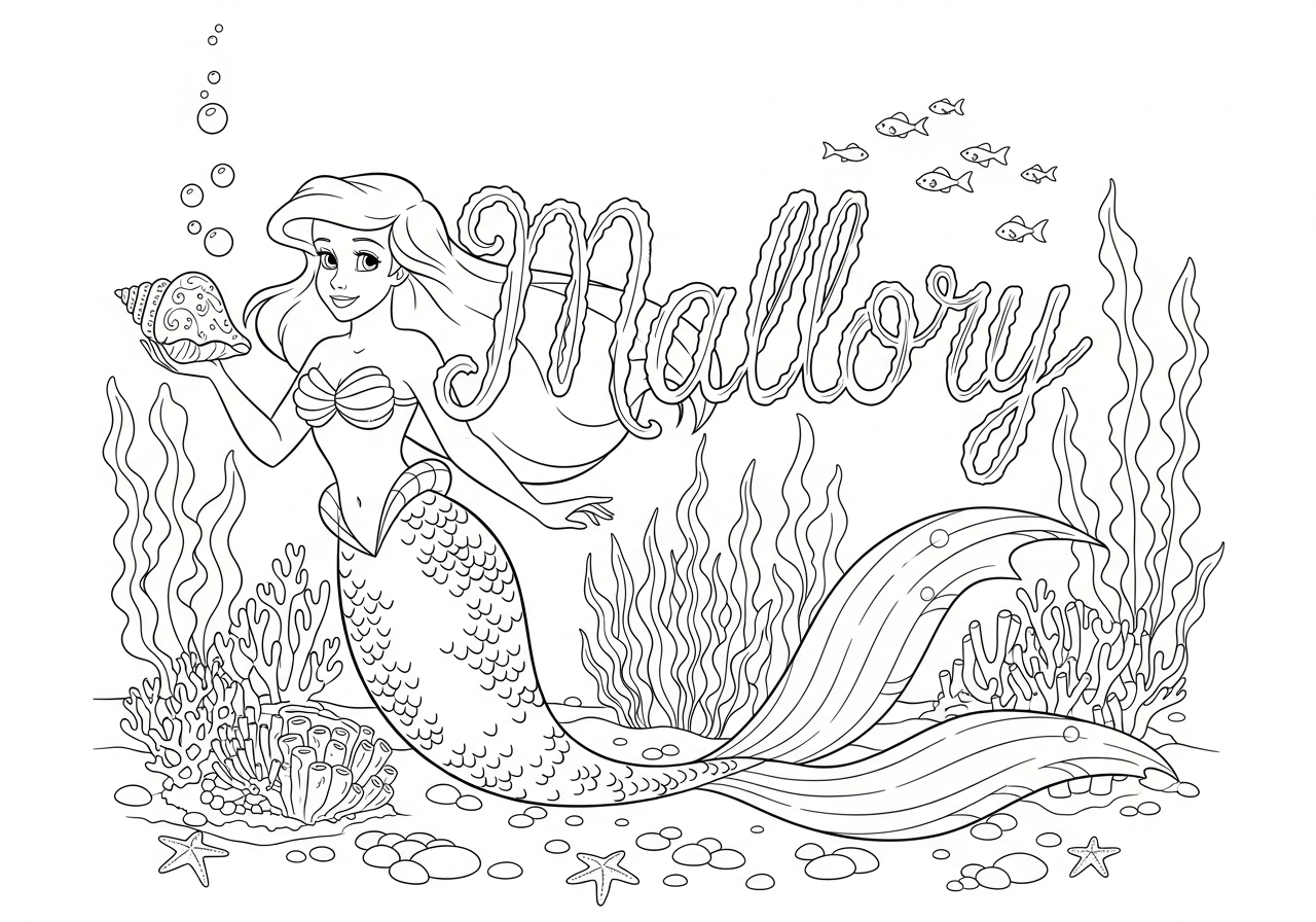 Mermaid Mallory Underwater Adventure - Coloring.app, image size:1280x896