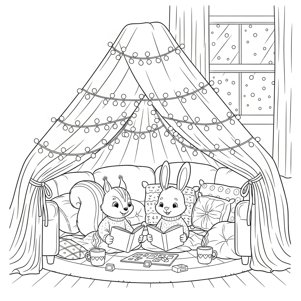 blanket fort coloring page