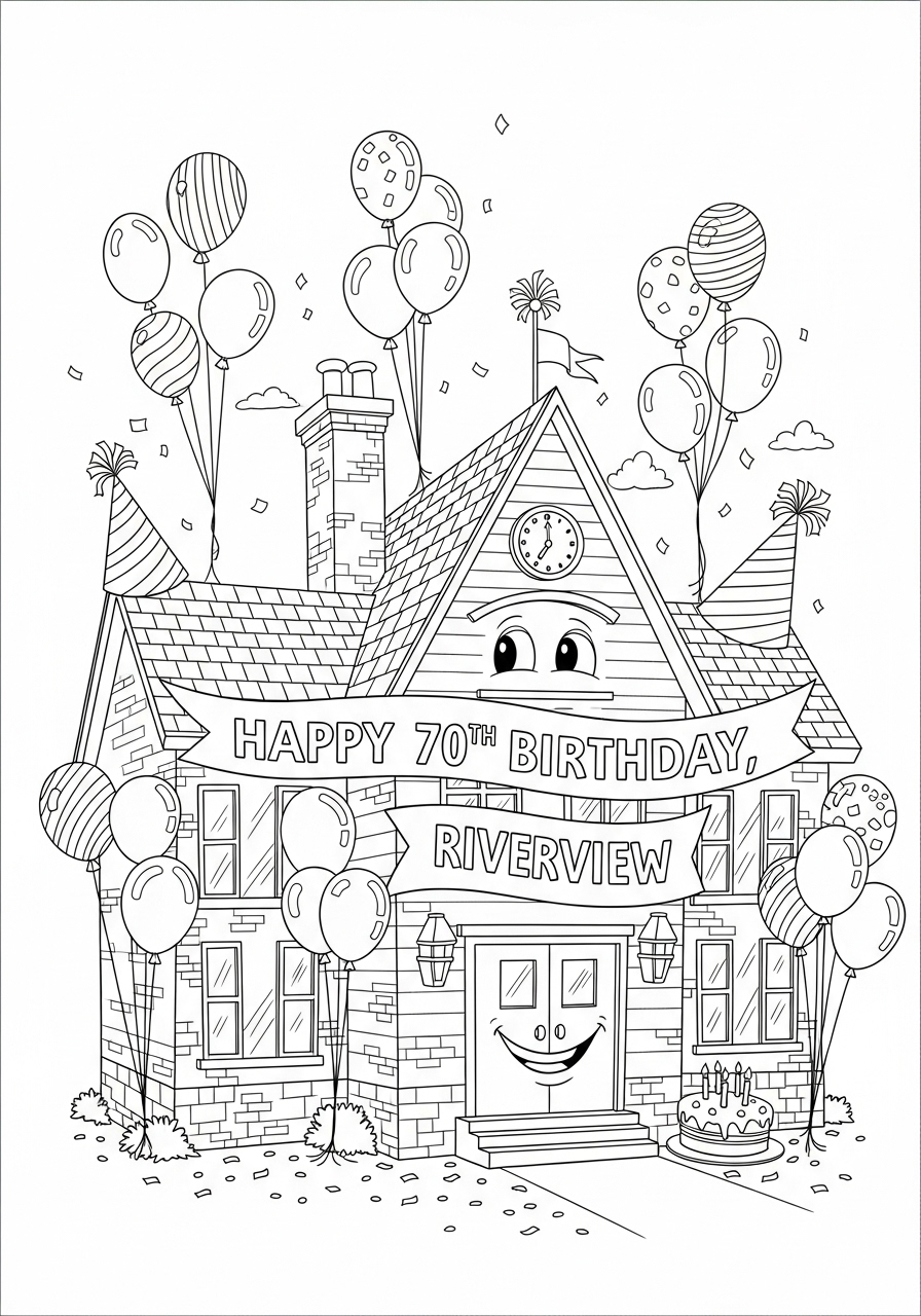 Happy 70th Birthday Coloring Pages Happy Birthday Cake For Kid