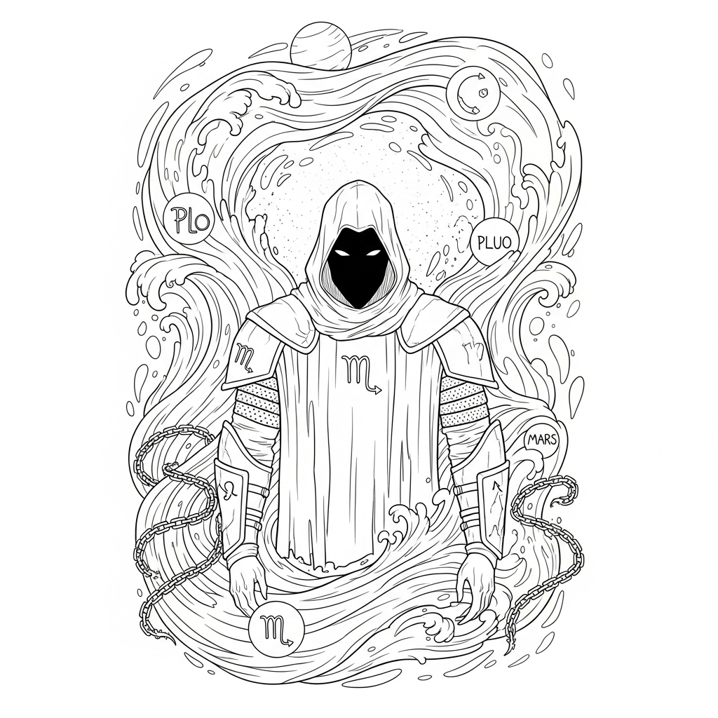 Mysterious Scorpio Zodiac Design - Coloring.app, image size:1024x1024