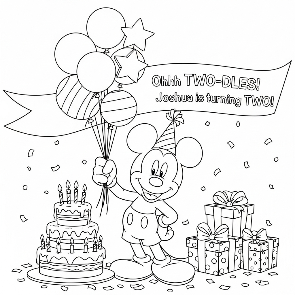 Mickey Mouse Birthday Bash - Coloring.app, image size:1024x1024