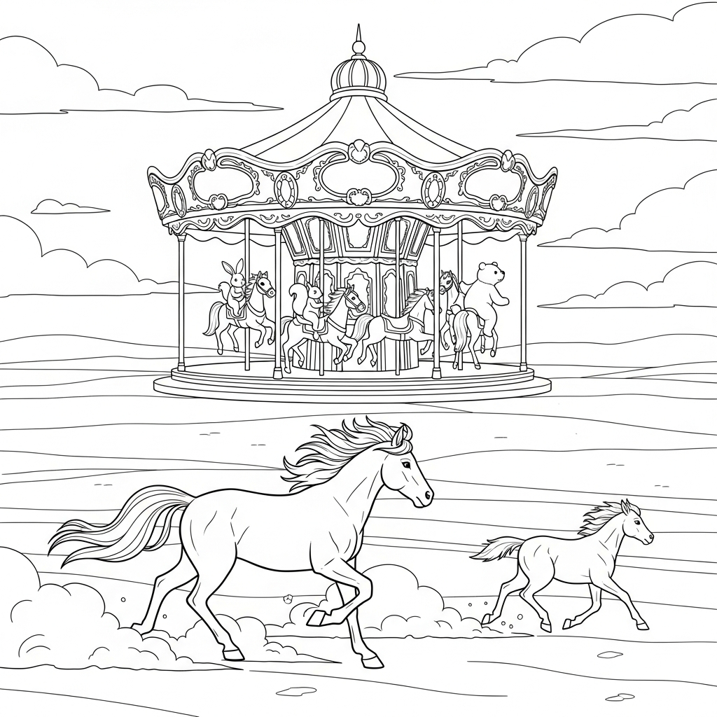 Carousel Animal Coloring Pages