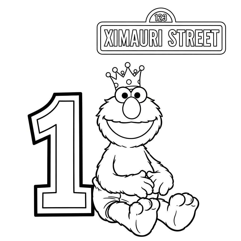 Elmo's First Birthday Celebration - Coloring.app, image size:1024x1024