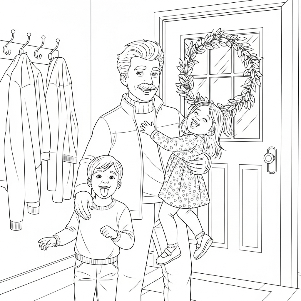 Joyful Family Embrace - Coloring.app, image size:1024x1024