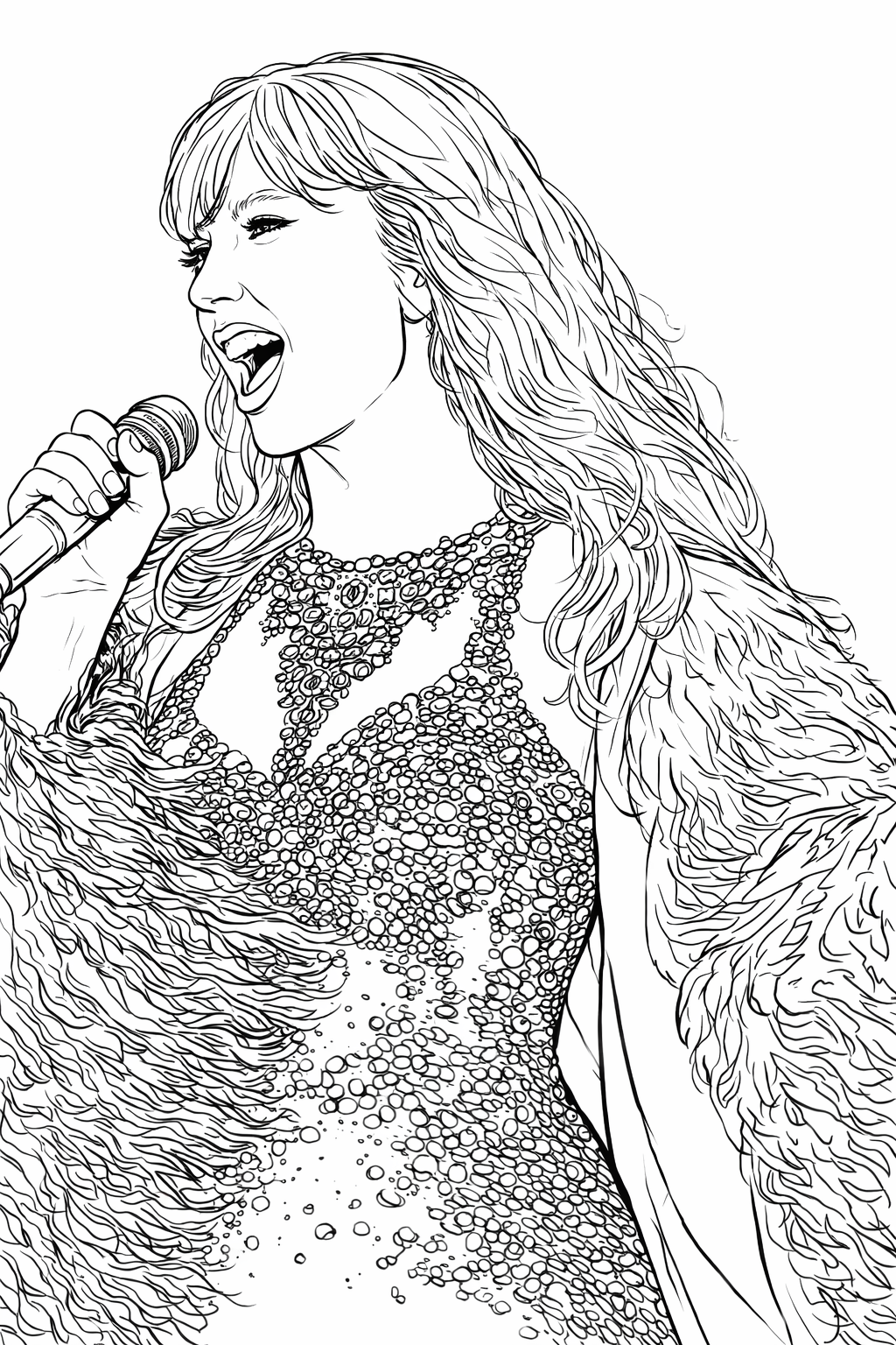 girl singing on stage drawing