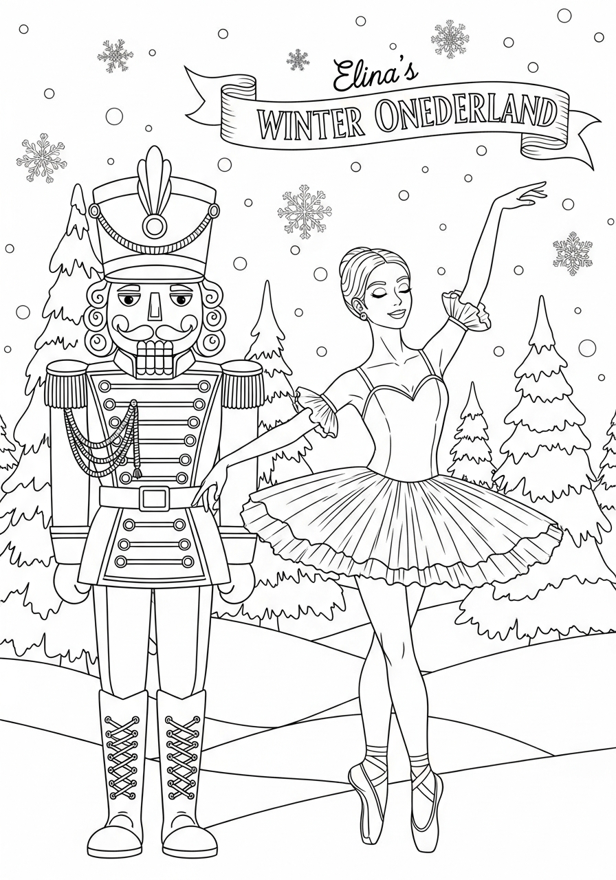 Nutcracker Ballerina Winter Ballet - Coloring.app, image size:896x1280