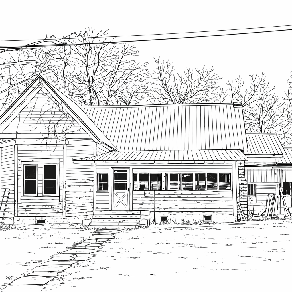 Easy Draw Rancher Ranch House Drawing Easy