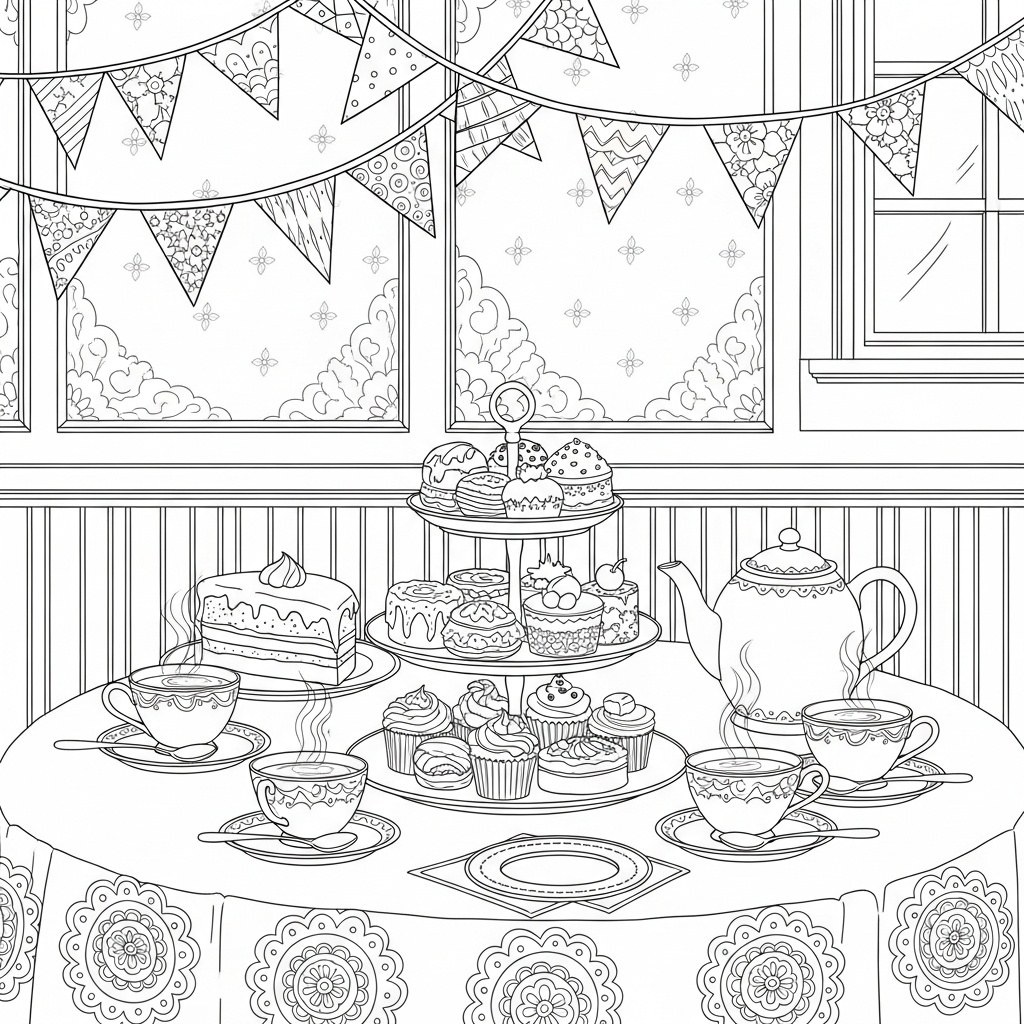 Tea Time Coloring Page