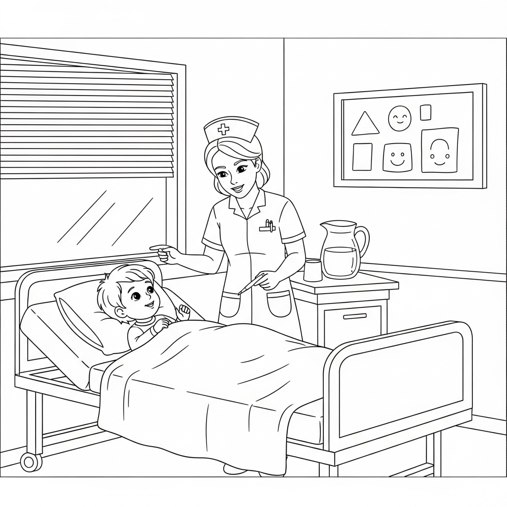 Hospital Bed Coloring Page 300x300