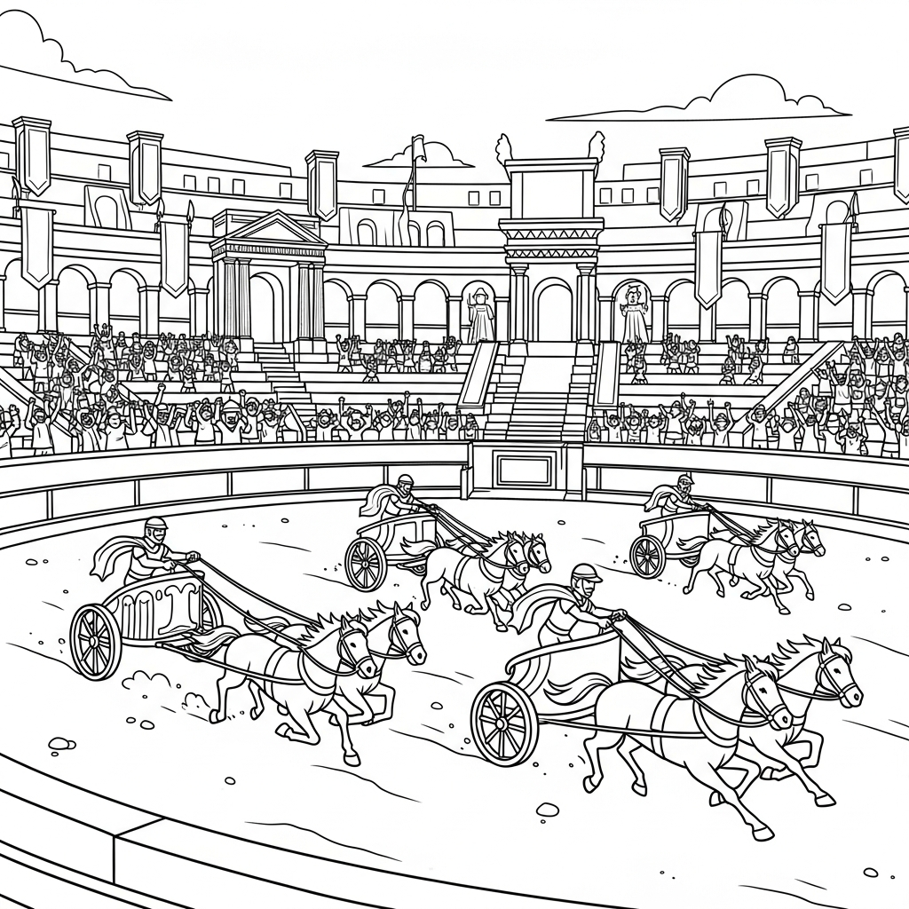 Roman Chariot Racing Drawing